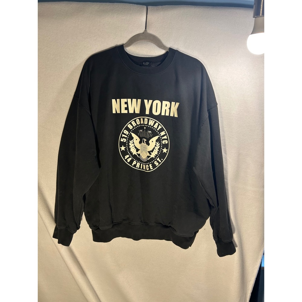 John Galt Brandy Melville New York City Graphic Crewneck Sweatshirt Black OS